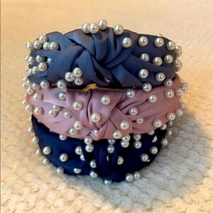 3 Satin and Pearl knotted headbands